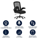 Hercules Big & Tall 500 lb. Rated Black Mesh/Leather Executive Ergonomic Office Chair with Adjustable Lumbar