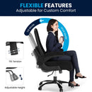 Hercules Big & Tall 500 lb. Rated Black Mesh/Leather Executive Ergonomic Office Chair with Adjustable Lumbar