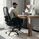 Hercules Big & Tall 500 lb. Rated Black Mesh/Leather Executive Ergonomic Office Chair with Adjustable Lumbar