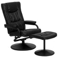 FLASH Rachel Contemporary Multi-Position Recliner and Ottoman with Wrapped Base in Black LeatherSoft