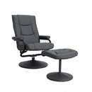 FLASH Rachel Contemporary Multi-Position Recliner and Ottoman with Wrapped Base in Black LeatherSoft