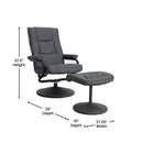 FLASH Rachel Contemporary Multi-Position Recliner and Ottoman with Wrapped Base in Black LeatherSoft