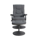 FLASH Rachel Contemporary Multi-Position Recliner and Ottoman with Wrapped Base in Black LeatherSoft