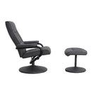 FLASH Rachel Contemporary Multi-Position Recliner and Ottoman with Wrapped Base in Black LeatherSoft