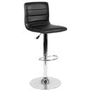 Vincent Modern Vinyl Adjustable Bar Stool with Back, Swivel Stool with Chrome Pedestal Base and Footrest
