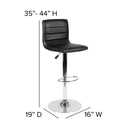 Vincent Modern Vinyl Adjustable Bar Stool with Back, Swivel Stool with Chrome Pedestal Base and Footrest