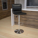 Vincent Modern Vinyl Adjustable Bar Stool with Back, Swivel Stool with Chrome Pedestal Base and Footrest