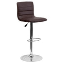 Vincent Modern Vinyl Adjustable Bar Stool with Back, Swivel Stool with Chrome Pedestal Base and Footrest
