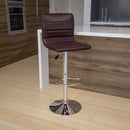 Vincent Modern Vinyl Adjustable Bar Stool with Back, Swivel Stool with Chrome Pedestal Base and Footrest
