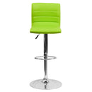 Vincent Modern Vinyl Adjustable Bar Stool with Back, Swivel Stool with Chrome Pedestal Base and Footrest