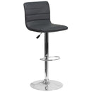 Vincent Modern Vinyl Adjustable Bar Stool with Back, Swivel Stool with Chrome Pedestal Base and Footrest