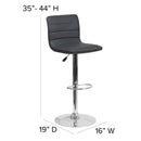 Vincent Modern Vinyl Adjustable Bar Stool with Back, Swivel Stool with Chrome Pedestal Base and Footrest