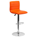 Vincent Modern Vinyl Adjustable Bar Stool with Back, Swivel Stool with Chrome Pedestal Base and Footrest