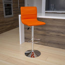 Vincent Modern Vinyl Adjustable Bar Stool with Back, Swivel Stool with Chrome Pedestal Base and Footrest