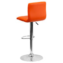 Vincent Modern Vinyl Adjustable Bar Stool with Back, Swivel Stool with Chrome Pedestal Base and Footrest