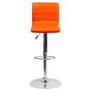 Vincent Modern Vinyl Adjustable Bar Stool with Back, Swivel Stool with Chrome Pedestal Base and Footrest