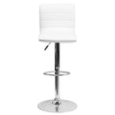 Vincent Modern Vinyl Adjustable Bar Stool with Back, Swivel Stool with Chrome Pedestal Base and Footrest