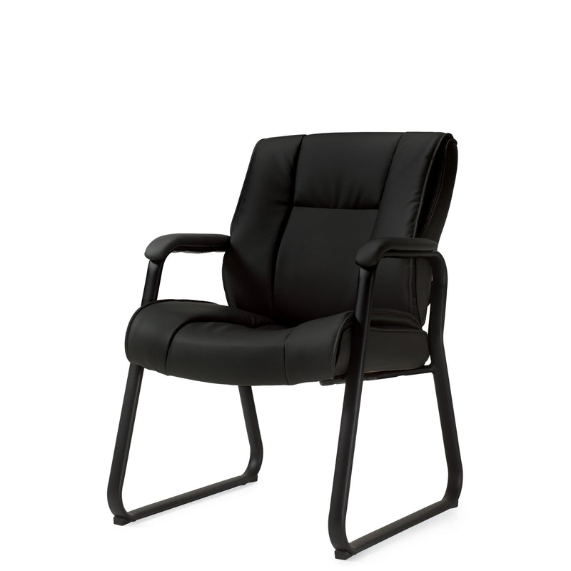 Luxhide Black Leather Guest Chair with Fixed Arms by OTG