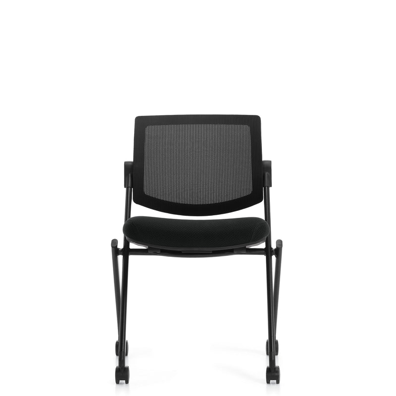 Armless Mesh Back Flip Seat Nesting Chair by Offices To Go (OTG11341B) - 2 chairs per order