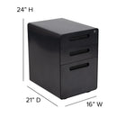 Ergonomic 3-Drawer Mobile Locking Filing Cabinet Storage Organizer