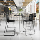 Stackable Sled Base Barstool with Vented Back and Integrated Footrest
