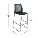 Stackable Sled Base Barstool with Vented Back and Integrated Footrest