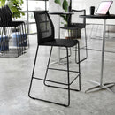 Stackable Sled Base Barstool with Vented Back and Integrated Footrest