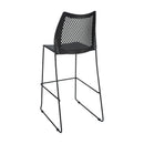 Stackable Sled Base Barstool with Vented Back and Integrated Footrest