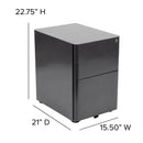 Modern 3-Drawer Mobile Locking Filing Cabinet Storage Organizer