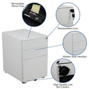 Modern 3-Drawer Mobile Locking Filing Cabinet Storage Organizer