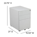 Modern 3-Drawer Mobile Locking Filing Cabinet Storage Organizer