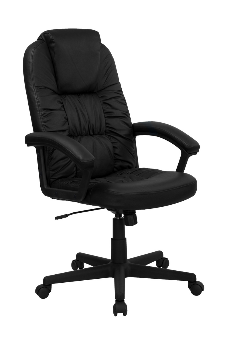 FLASH Hansel High Back Black Leather Executive Swivel Office Chair with Arms