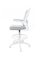 Boss Grey Mesh, Flip Arm, Stool, White Frame (B16366WT-GY)