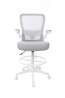 Boss Grey Mesh, Flip Arm, Stool, White Frame (B16366WT-GY)