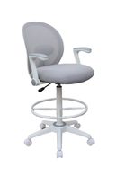 Boss Grey Mesh, Flip Arm, Stool, White Frame (B1676WT-GY)