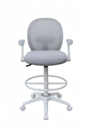 Boss Grey Mesh, Flip Arm, Stool, White Frame (B1676WT-GY)