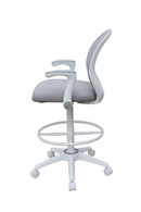 Boss Grey Mesh, Flip Arm, Stool, White Frame (B1676WT-GY)