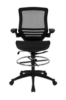 Waylon Mid-Back Transparent Black Mesh Drafting Chair with Black Frame and Flip-Up Arms