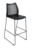 Stackable Sled Base Barstool with Vented Back and Integrated Footrest
