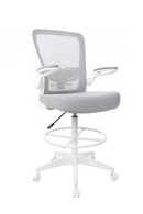 Boss Grey Mesh, Flip Arm, Stool, White Frame (B16366WT-GY)