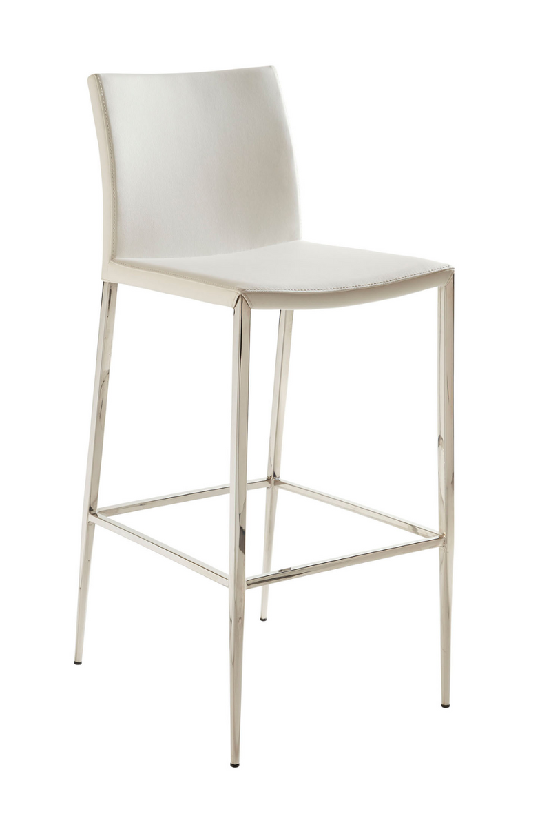 Diana Bar Stool in White with Polished Stainless Steel - Set of 1 by Euro Style