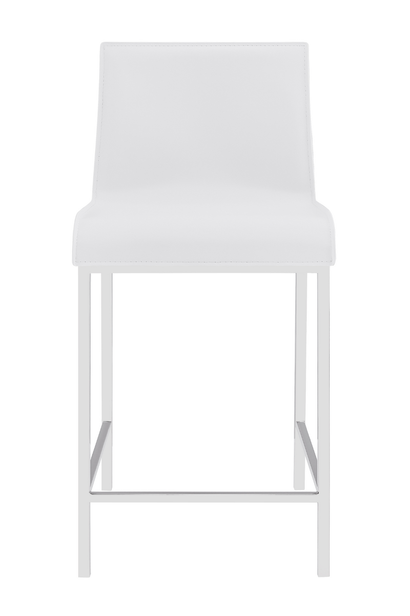 Cam Counter Stool In White With Polished Stainless Steel Legs - Set of 2