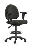 9 To 5 LOGIC 1725-CY36 Black Fabric 10" Drafting Stoll with Foot Ring and Mid-back