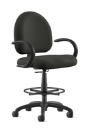 9 To 5 LOGIC 1725-CY36 Black Fabric 10" Drafting Stoll with Foot Ring and Mid-back