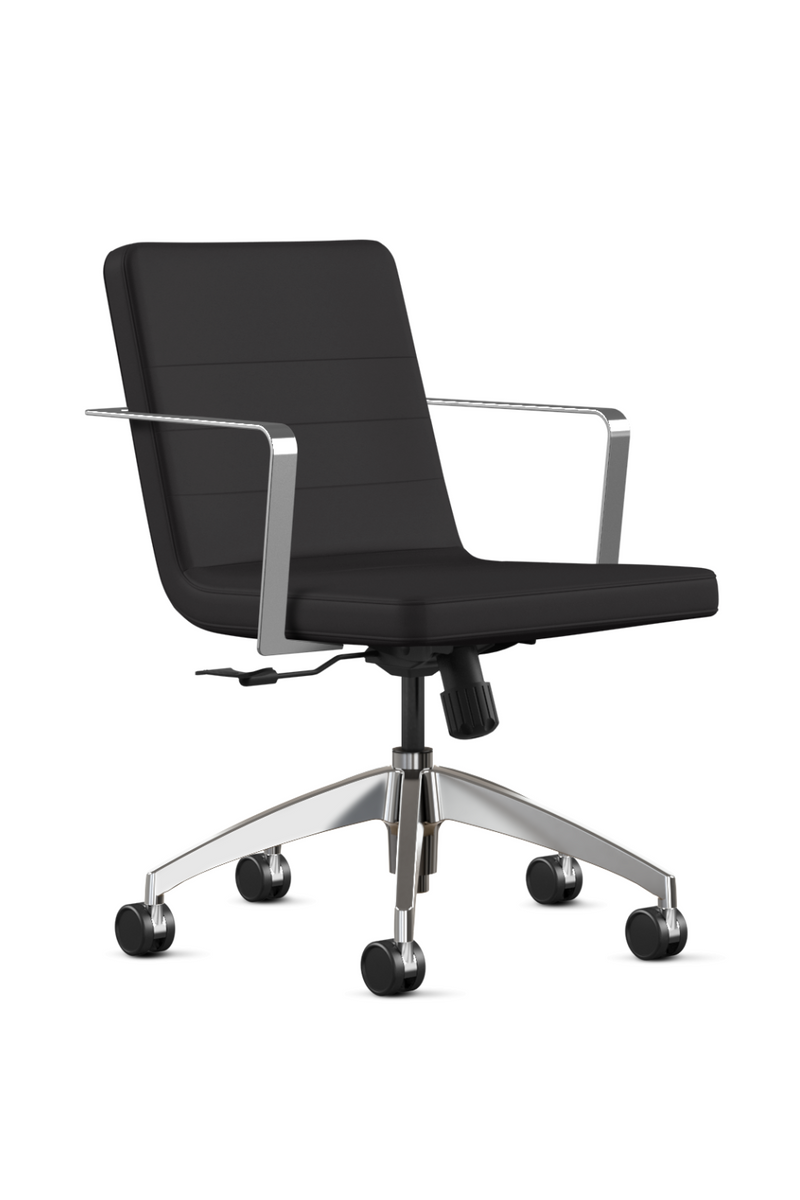 9 To 5 @Once Black Vinyl Conference Chair with Chrome base and fixed arms @245