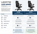 Verte 2200 Series - Back Color Executive Black Leather Office Chair with Headrest - 300 LB Weight Capacity