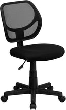 FLASH Neri Kids Low Back Black Mesh Swivel Task Office Chair with Curved Square Back and Arms