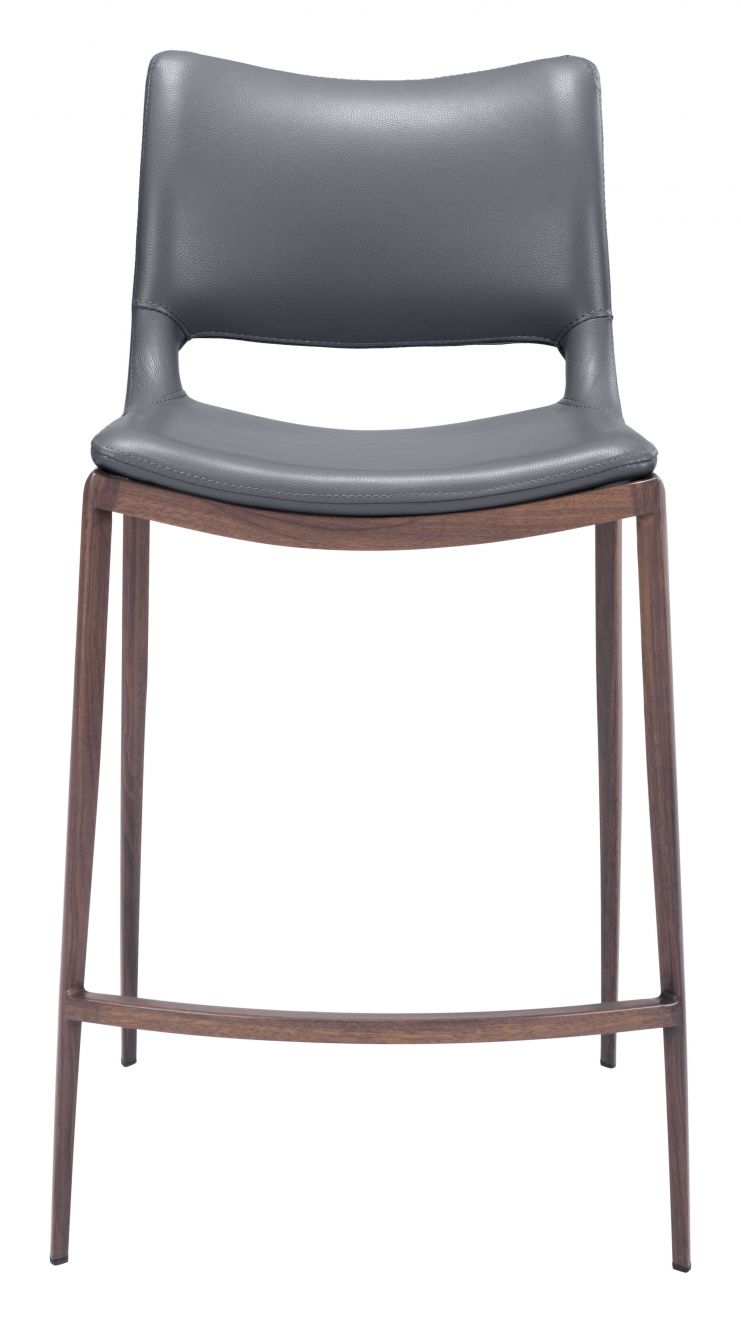 Wide Ace Counter Polyurethane Chair with Silver Frame, 37.2"H - 2 chairs per order by ZUO
