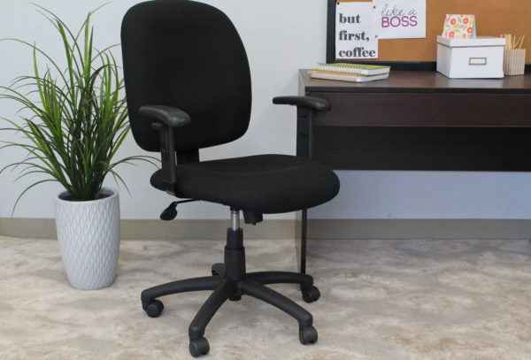 Boss Black Fabric Task Chair W/ Adjustable Arms B495-BK