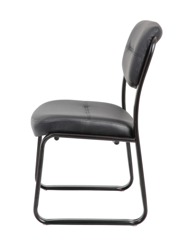 Boss Armless Leather Sled Base Side Chair B9539 - Product Photo 4